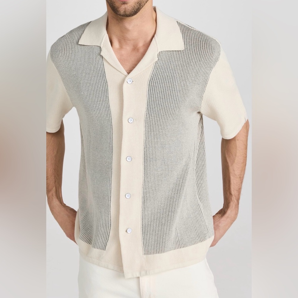 Rag & Bone Cream/black Casual Button Down knit shirt